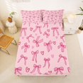 thumbnail image 5 of Manfei Fashion Bow Knot King Sheets,Pink Bowtie Heart Print Bedding,4 Pieces,1 Flat Sheet,1 Fitted Sheet and 2 Pillowcases, 5 of 6