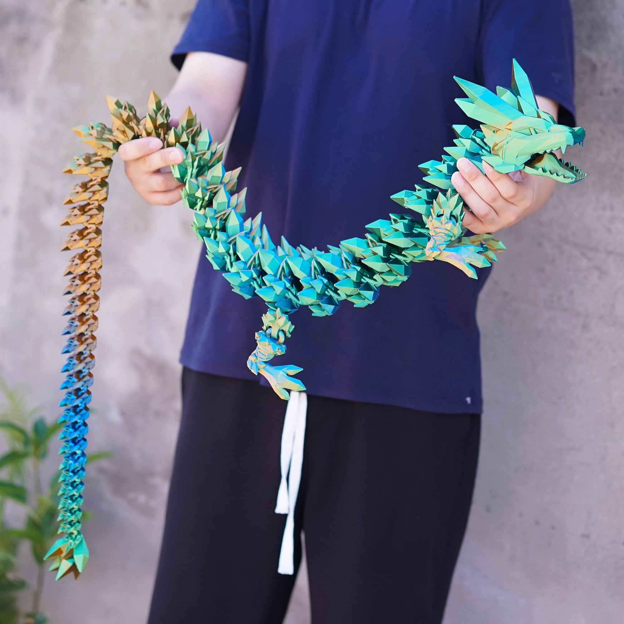 48.82inch 3D Printed Crystal Dragon,Flexible Joint Animal lacertid Figurines,Realistic Eyes, Home Office Decor,Fidget Toy for Adults Teens Boy Festival Gifts
