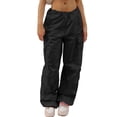 thumbnail image 4 of Pantalones Deportivos, Pantalones Sueltos Para Mujer, Sueltos, De Moda, Transpirables, Con Banda En El Tobillo, 2 Botones Laterales Para Acampar ANGGREK Negro M, 4 of 6