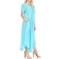thumbnail image 4 of Sakkas Egan Long Embroidered Caftan Dress / Cover Up With Embroidered Cap Sleeves - P-Turquoise - One Size Regular, 4 of 5