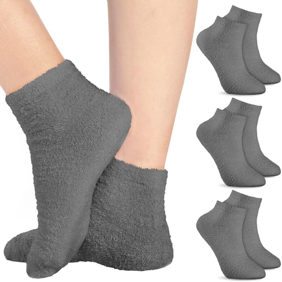 OWNTIDE 3 Pairs Aloe Moisturizing Gel Socks for Dry Cracked Feet - Non-Slip Spa Lotion Sleep Socks for Women & Men (Gray)