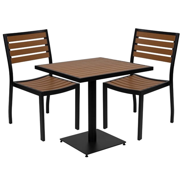 Flash Furniture Ensemble de Salle à Manger Patio en Aluminium 3 Pièces en Faux Teck