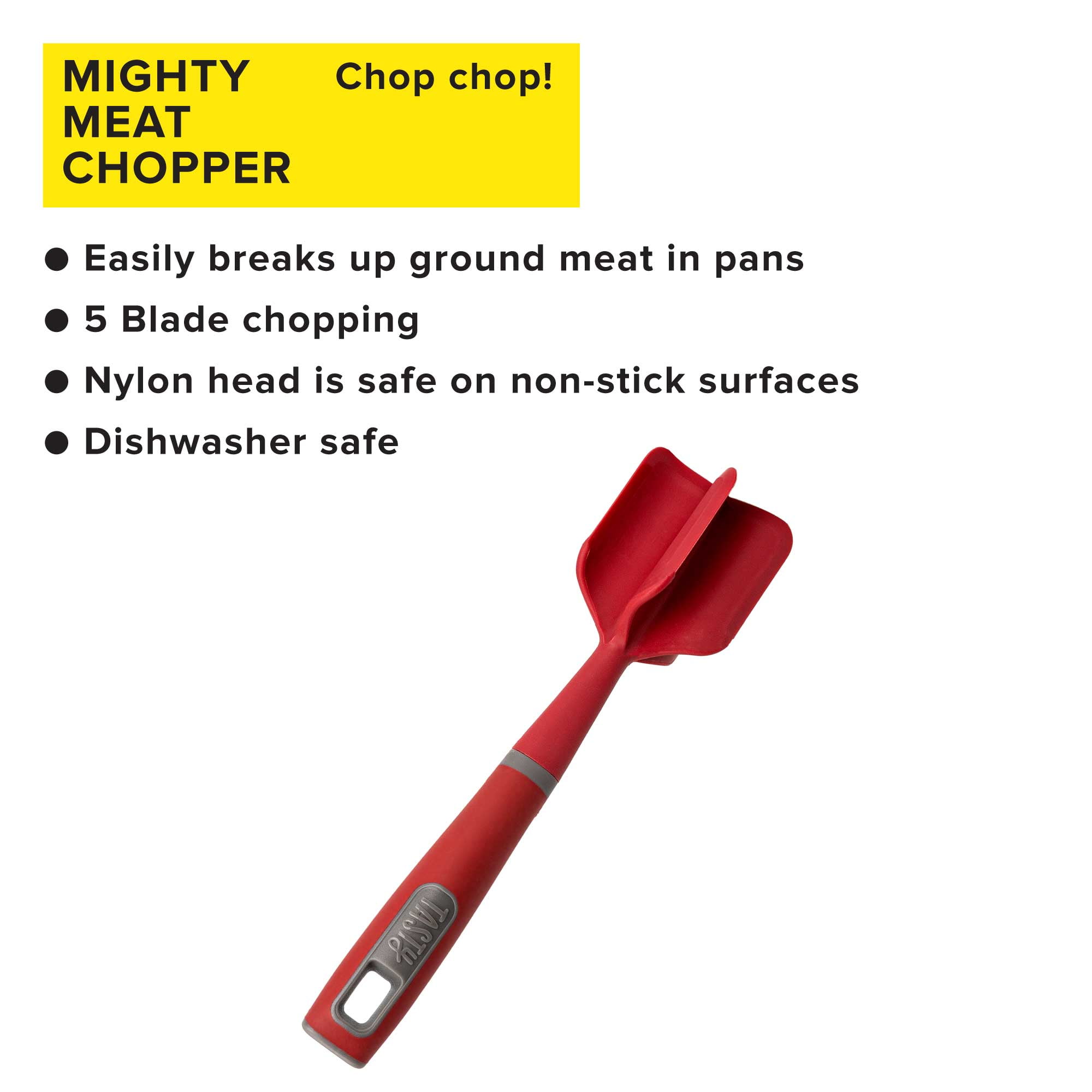 Tasty Mighty Meat Chopper Nylon Kitchen Tool, Multifunctional Meat Masher  Tool, Red 