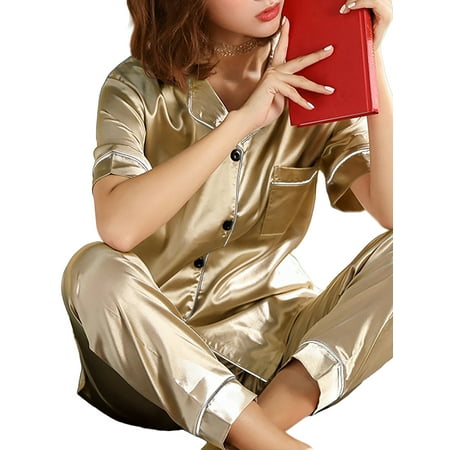 

Enwejyy Women s Summer 2Pcs Outfits Solid Color Sleepwear Loungewear Sets Pajamas Sets