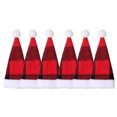 thumbnail image 1 of HEVIRGO 6 Pcs/Set Christmas Tableware Hat Plush Ball Plaid Print Contrast Color Triangle Shape Reusable Decorate Mini Size Party Supply Christmas Cutlery Hat Set for New Year, 1 of 10