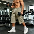 thumbnail image 6 of Hurxie Men's Baggy Sweat Shorts Long Below Knee Fleece Capri Shorts Athletic Casual 3/4 Pants with Pockets Khaki,L, 6 of 7