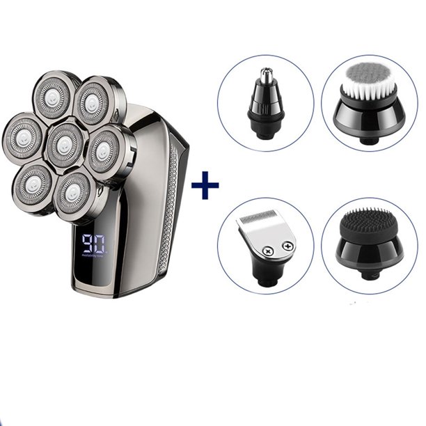 Afeitadoras eléctricas, recortadora de pelo para hombres: Afeitadora de cabeza calva recargable e impermeable 6 en 1, recortadora de barba, afeitadora rotativa, kit inalámbrico, afeitadora de cráneo