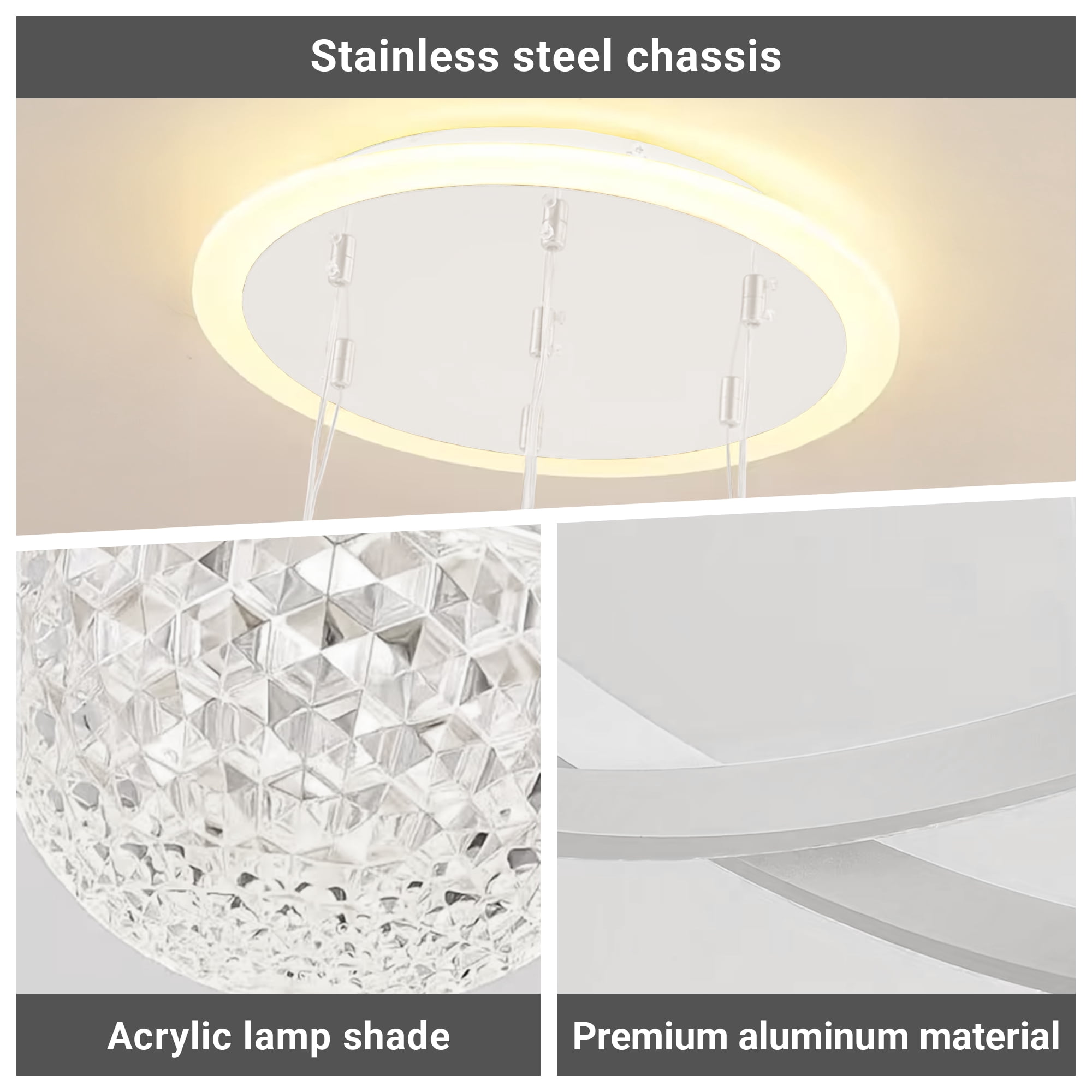 bokifol Modern LED Chandeliers,Dimmable 3-Color Kitchen Island Pendant Light for Dining Room,Bedroom,Living Room,Contemporary Hanging Ceiling Light,Linear Island Lamp,White