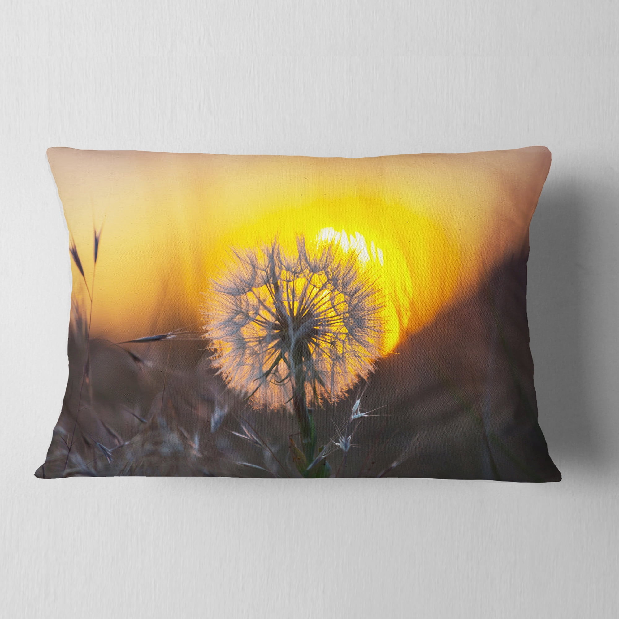 Designart 12" x 20" Yellow Polyester Throw Pillow