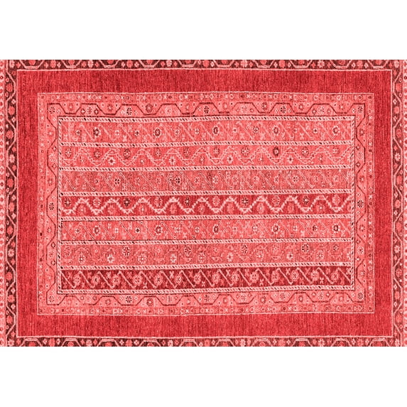Ahgly Company Machine Washable Indoor Rectangle Abstract Red Modern Area Rugs, 5' x 7'