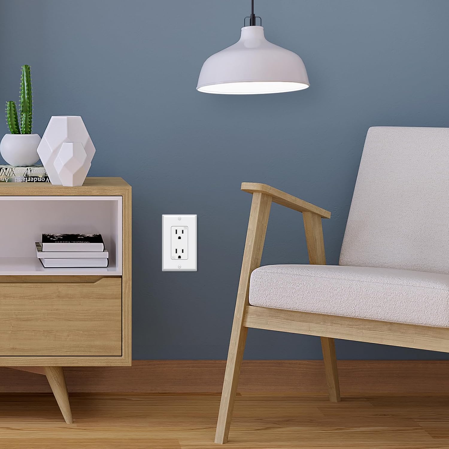 WEBANG Decorator Electrical Wall Outlet White, Tamper-Resistant Duplex Receptacle, Residential Grade, 3-Wire, Self-Grounding, 2-Pole, 15A 125V, ETL Listed, 10 Wall Plates Included