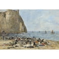 thumbnail image 2 of Eugène Boudin 14x11 Gold Ornate Wood Frame and Double Matted Museum Art Print Titled - Washerwomen on the Beach of Etretat (1894), 2 of 4