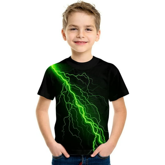 PMVFHDE Boys Tops Toddler Boys Girls Shirt Fashion Cool 3D Prints Shirt Gift Trendy Kid Shirt Kid T Shirt Funny Youth Shirt Top Boy Clothes Green,130