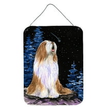 Starry Night Bearded Collie Aluminium Metal Wall or Door Hanging Prints
