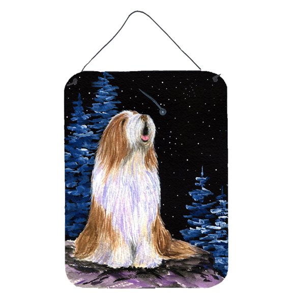 Starry Night Bearded Collie Aluminium Metal Wall or Door Hanging Prints