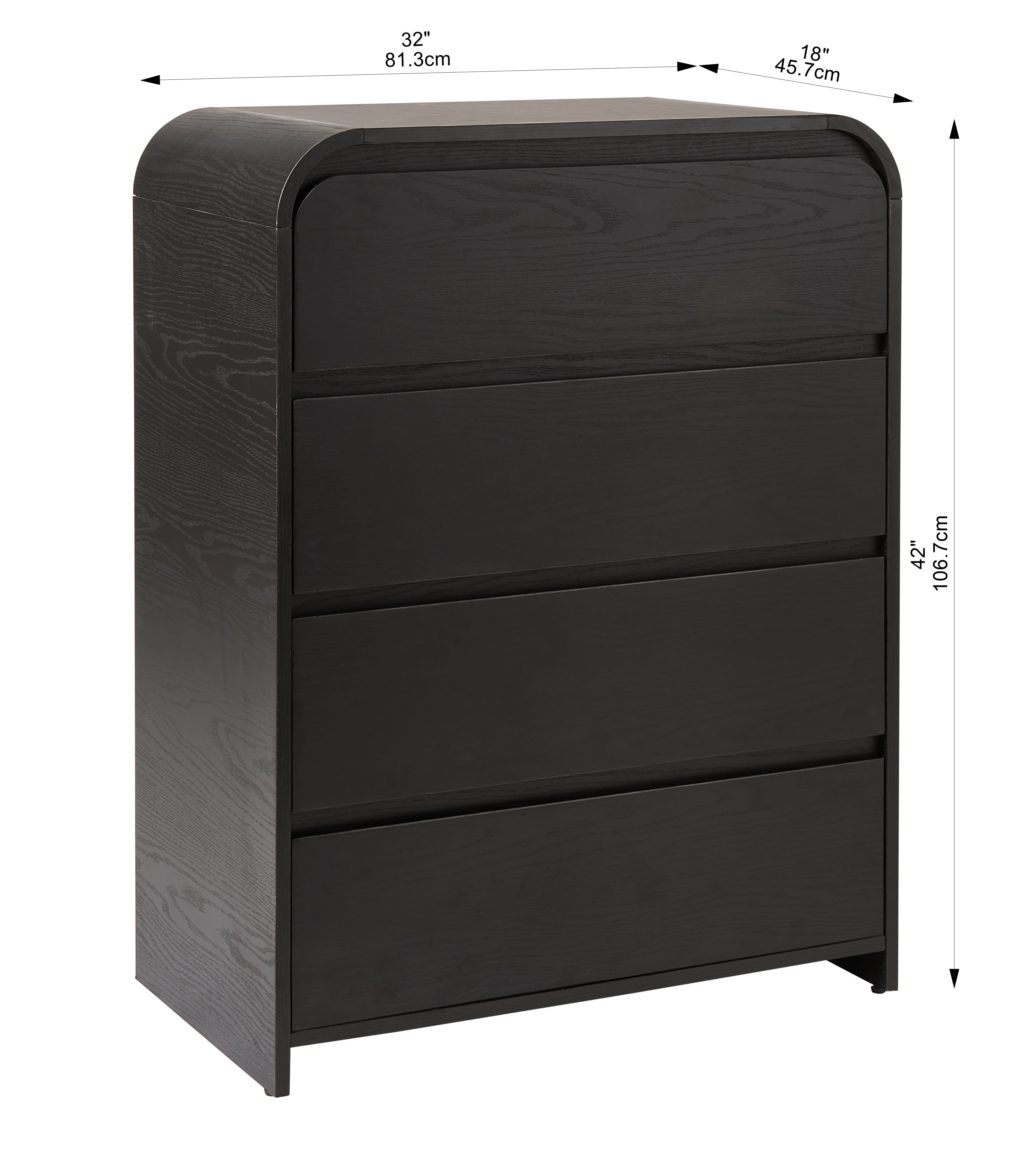 Better Homes & Gardens Juliet 4-Drawer Dresser, Rich Black Finish