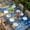 Blue, variant on Blue Christmas Tree Table Cloths for 3 Foot Rectangle Tables, Blue Golden Xmas Tree Snowflake Winter Patio Waterproof Elastic Fitted Tablecloths, Washable Rectangular Table Cover for Camping