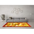 thumbnail image 3 of Ahgly Company Machine Washable Indoor Square Abstract Yellow Contemporary Area Rugs, 4' Square, 3 of 4