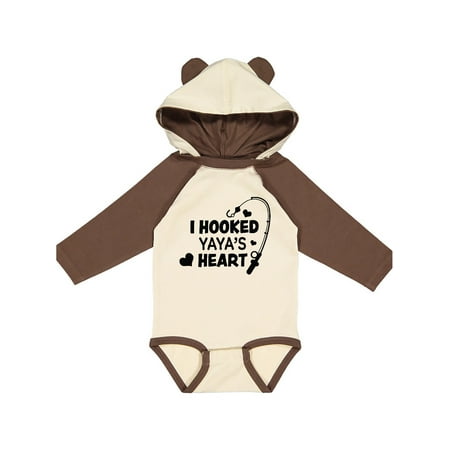 

Inktastic I Hooked Yayas Heart with Fishing Rod Gift Baby Boy or Baby Girl Long Sleeve Bodysuit