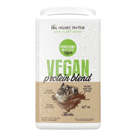 Portions Master Vegan Protein Blend Powder, Plant-Based, Gluten-Free, Dairy-Free (Mocha 750g)