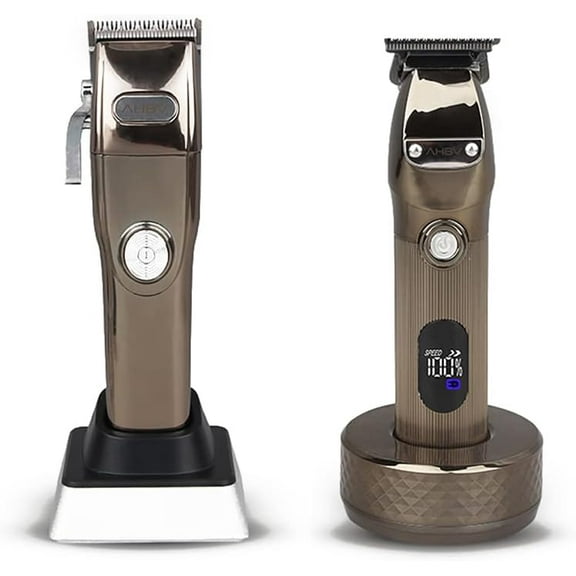 Common Wealth AHBV Professional Cordless Li Fade Clipper & Trimmer Set Haircut Kit with Charging Stands & Guide Combs