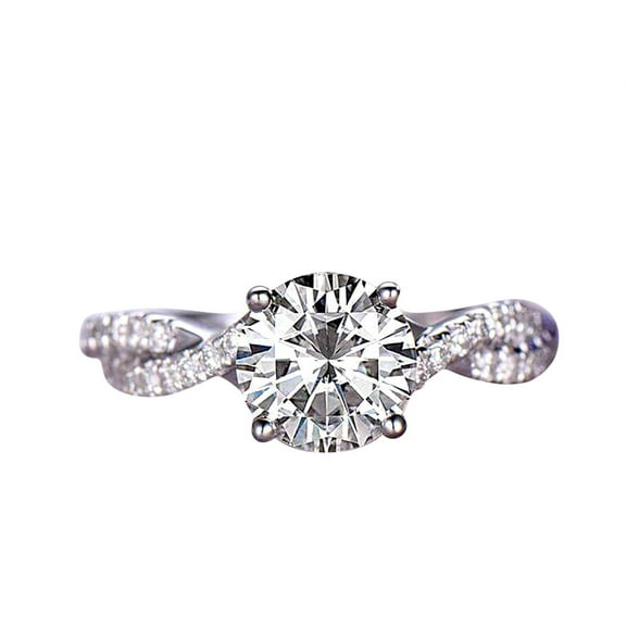 Infinity style 1.25 Carat Round cut Moissanite and Moissanite Ring with 18k Gold Plating