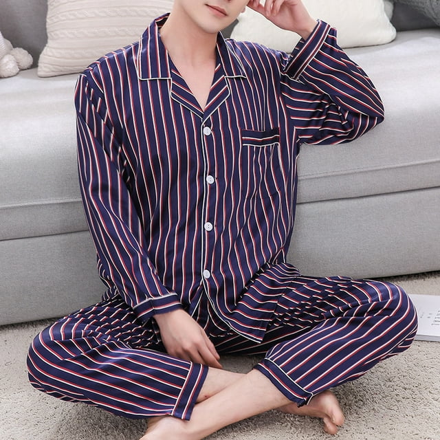 DPTALR Ensemble de Pyjamas Confortables à Manches Longues à Rayures Décontractés pour Hommes