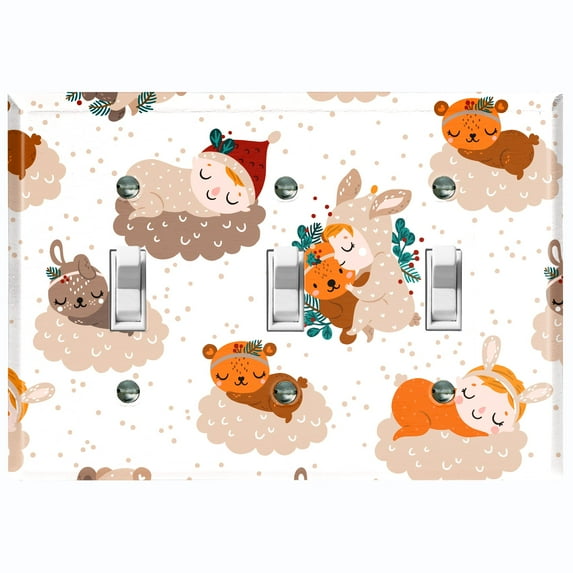 Metal Light Switch Plate Cover Festive Sleepy Santa Helpers XMS006