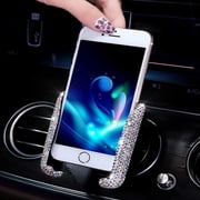 Bling Car Phone Holder Mini Car Dash Air Vent Automatic Phone Mount Universal 360°Adjustable Crystal Auto Car Stand Phone Holder Car Accessories for Women and Girls