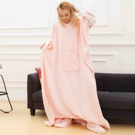 

Mrat Robes Women Long Sleeve Pajama Set Ladies Lazy Solid Pullover Flannel TV Blanket Warm Nightgown Female Soft Lounge Pajamas
