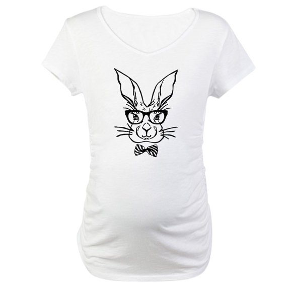 CafePress - Cute Hipster Easter Bunny Maternity T Shirt - Cotton Maternity T-shirt, Cute & Funny Pregnancy Tee
