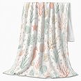 thumbnail image 2 of Pastel Seahorses With Shells And Coral Branches, Soft Flannel Blanket with Pastel Coastal Watercolor Print, Housewarming Gift and Home Decor for Bedroom and Living Room, 2 of 7