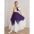 thumbnail image 3 of iiniim Kids Girls Long Sleeves Metallic Chiffon Lyrical Dance Tunic Overlay Dress Size 6-16 Purple 12, 3 of 7