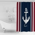 thumbnail image 4 of 72x78 Inch Shower Curtain Navy Blue Red Stripe Bathroom Decor Waterproof Fabric Bathtub Bath Curtains Decorative Coastal Nautical Anchor Farmhouse Extra Long Shower Curtain Set with Hooks, 4 of 6