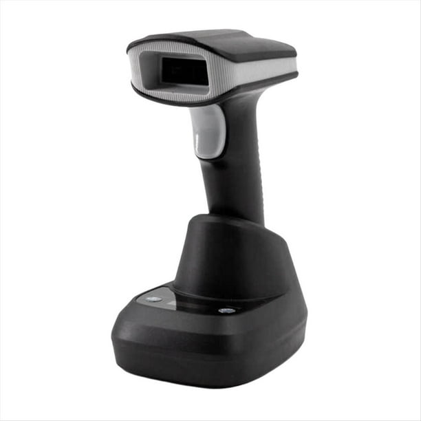 Lector de Código de Barras Bluetooth Portátil, Lector de Código de Barras QR Inalámbrico 1D y 2D con Base para Supermercados.