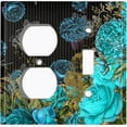 thumbnail image 4 of Metal Light Switch Plate Cover Elegant Antique Pinstripe Teal Floral Tile FLW082, 4 of 13