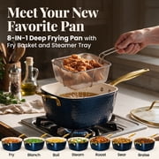 Gotham Steel Hammered 20 Pc Ceramic Cookware Set Nonstick, Induction Pots and Pans Set, Non Toxic Cookware Sets, Oven & Dishwasher Safe, Navy/Gold