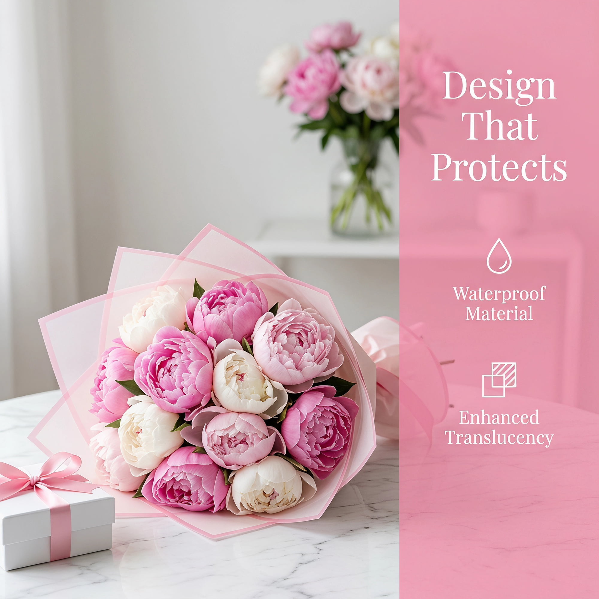 Unique Bargains 20Pcs Waterproof Solid Color Wrapping Paper Pink 22.4" x 22.4"