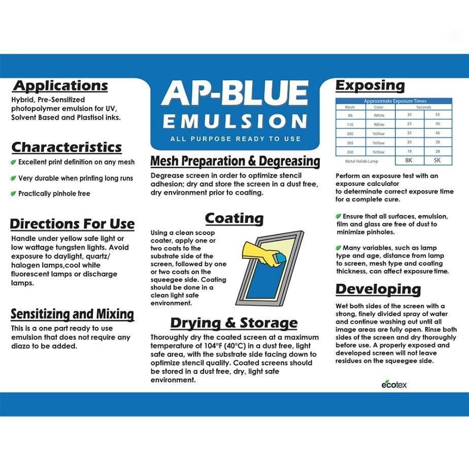 Ecotex APBlue All Purpose Ready to Use Screen Printing Emulsion 1 Pint
