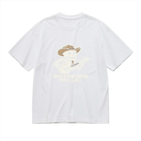 SKELETON CREW ROLL CALL,Skeleton Playing Guitar Print 1, Vintage T Shirt, Cotton T-Shirt for Men, 23666282,3XL