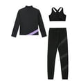 thumbnail image 4 of Haitryli Figure Ice Skating Dance Set for Girls Kids Sparkly Star Jacket with Crop Top  and Sports Pants Leggings Light Purple 5-6, 4 of 5