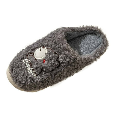 

TAIAOJING Winter Slippers For Women Men Couple Men s Winter Indoor Home Plus Velvet Warm Thick Bottom Non Slip Cotton Slippers
