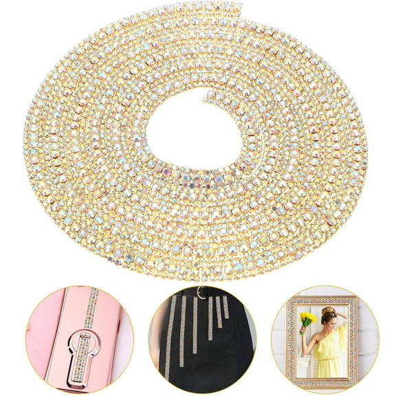 GOOHOCHY  Trim Craft Sewing Rhinestone Chain Rhinestones for Crafts Bulk Nails Bride Golden