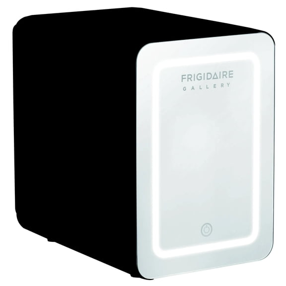 Pre-Owned Frigidaire 12" 9-Can/6L Beauty Light Up Mini Refrigerator EFMIS209-B-BLACK, Includes 110V home power cord & 12V DC car adapter