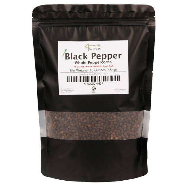 Whole Black Peppercorn Excellent for Grinders (NonGMO, Kosher