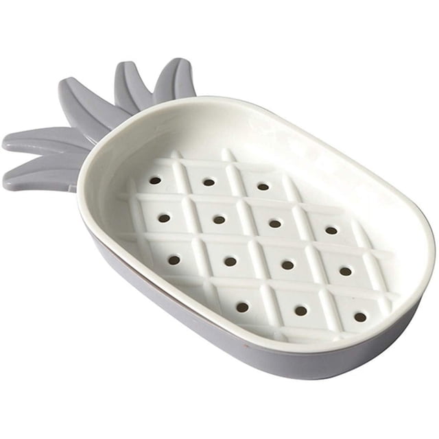 Organizador de cocina elegante con drenaje, soporte para esponja y jabón en forma de piña en color gris claro