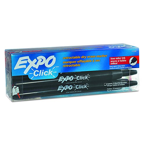EXPO 1751669 Click LowOdor Dry Erase Retractable Markers, Fine Point
