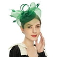 thumbnail image 2 of MSJUHEG Tea Party Hats,Feather Hair Clip,Feather Headpiece,Church Hats,Fascinators Hats,Hair Accessories Wedding Bow Top Hat Feather Headwear Accessories Green One Size, 2 of 3