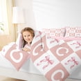 thumbnail image 3 of Erosebridal Modern Geometric Plaid Full Size Comforter Sets,Letter C Monogrammed Bedding Sets For Kids,Reversible pink,3pcs, 3 of 7