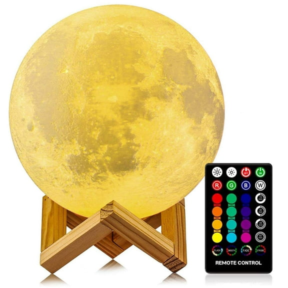 Moon Lamp, 16 Colors LED Night Light for Kids 3D Printing Moon Light with Stand& Remote/Touch Control & Timing, Moon Light Lamp for Kid Friend Birthday Gifts, Room Decor (Diameter 4.8 INCH)